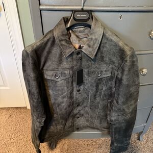 John Varvatos Men's Charcoal Trucker Jacket